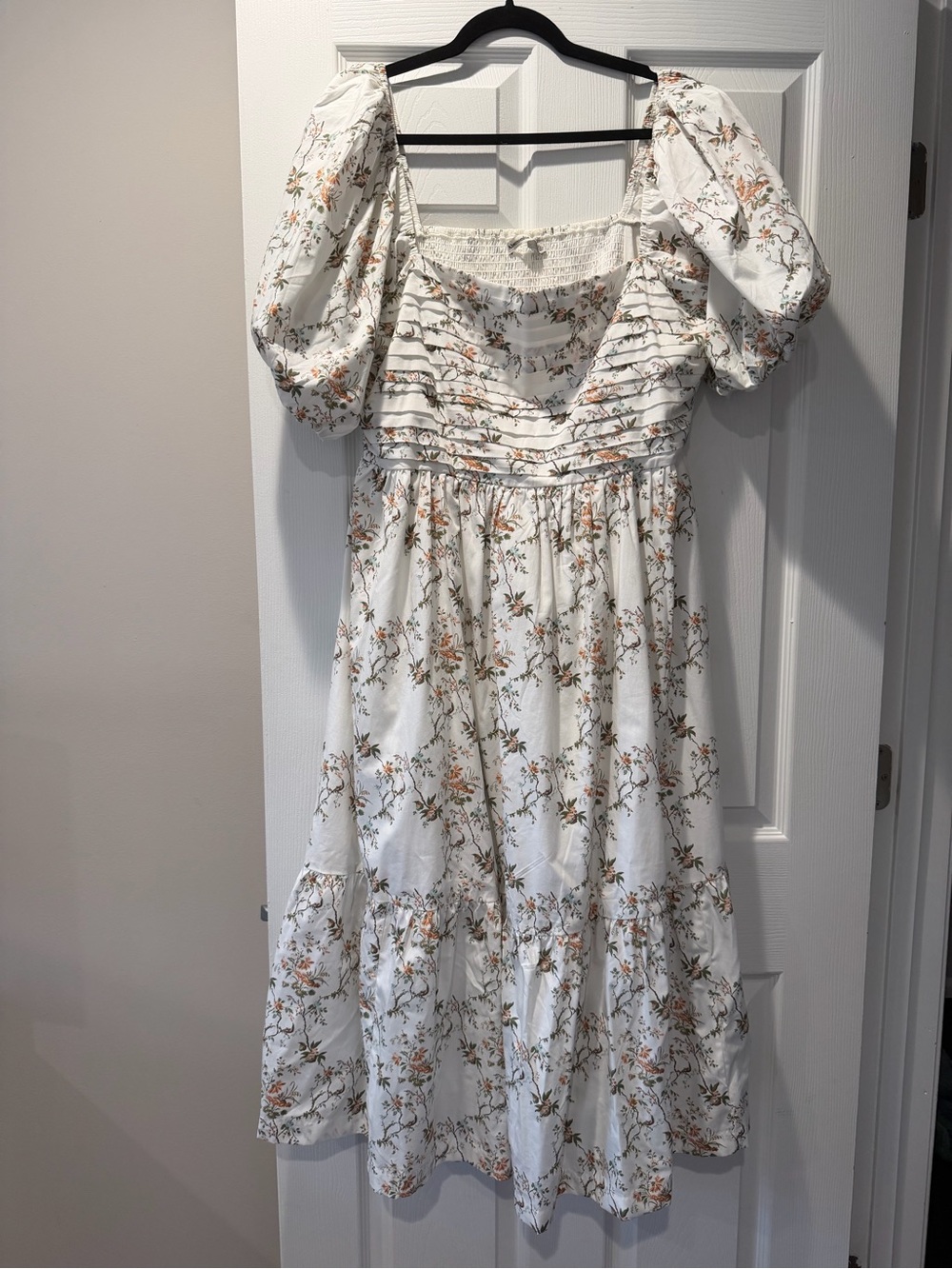Abercrombie & Fitch Emerson Puff Sleeve Midi Dress with Floral Print